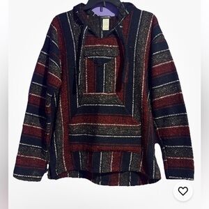 Earthbound Trading CoMOLINA Mexican Baja Hoodie Hippie Surf Poncho Sweater Small